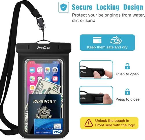 Miniatura 4 de ProCase Paquete de 2 fundas impermeables para teléfono, bolsa seca universal subacuática de 7 pulgadas para iPhone 17 Air 16 15 14 13 Pro Plus Max