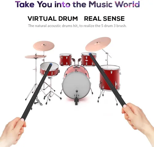 Miniatura 8 de Conjunto de batería somatosensorial para música, batería electrónica para adultos, percusión de rock, portátil, adecuado para principiantes