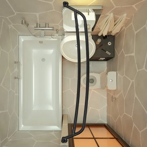 Miniatura 6 de YunNephele - Barra de cortina de ducha, doble curvada para baño, ajustable de 45 a 72 pulgadas, color negro mate
