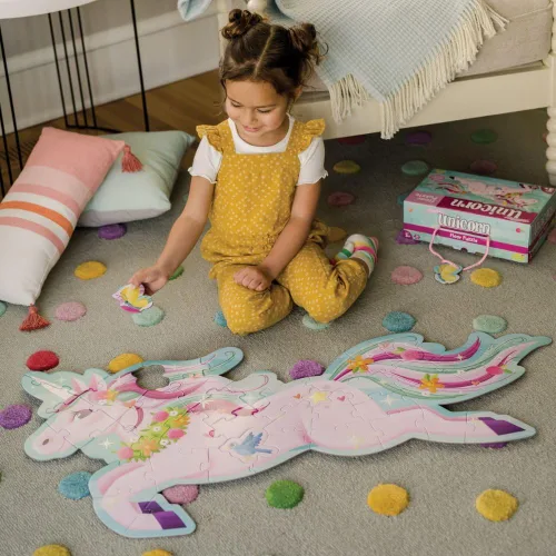 Miniatura 2 de Peaceable Kingdom Rompecabezas de unicornio brillante para el piso, 1 EA