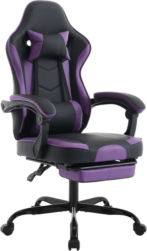 Miniatura 14 de Silla ergonómica para juegos estilo carreras, silla de jugador de respaldo alto con reposapiés, lumbar ajustable, masaje, reposabrazos de enlace