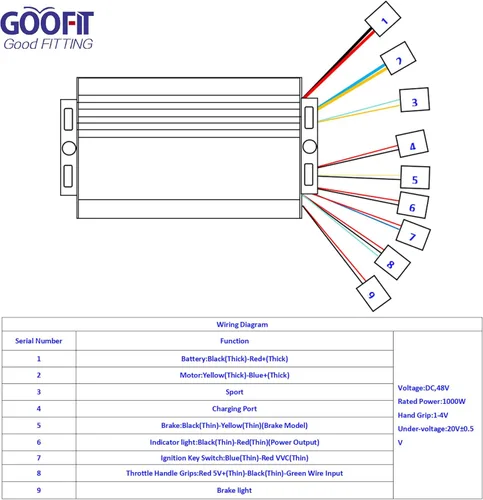 Miniatura 3 de GOOFIT Controlador de velocidad de motocicleta 48 V 1000 W repuesto para scooter eléctrico triciclo E-Bike cepillo bicicleta