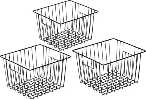 Miniatura 12 de Slideep Cestas de alambre para congelador, cesta de almacenamiento con asas, almacenamiento de alimentos para armarios de cocina, despensa, armario
