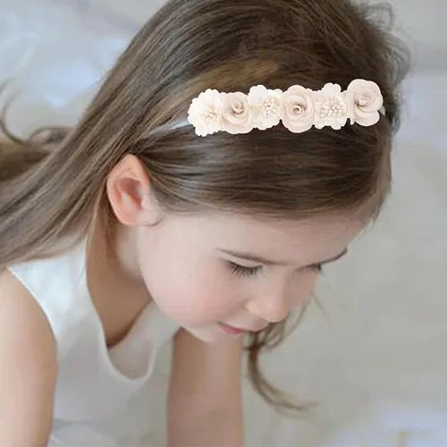 Miniatura 4 de cherrboll 3 diademas de flores para bebé, súper suaves y elásticas, de nailon, para recién nacidas Avena