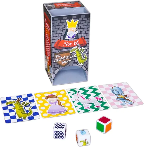 Not It! Castle Land - Juego de dados y cartas de ritmo rápido para niños y familias | Juego de emparejamiento con temática de caballeros, dragones y