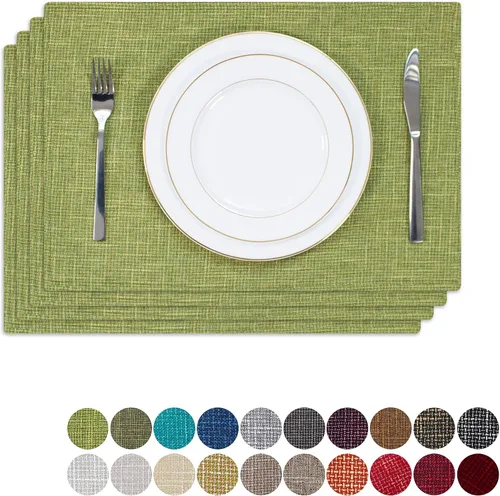 Miniatura 20 de Kevin Textile - Juego de 4 manteles individuales resistentes al calor, lavables, para fiestas, bufé, cenas, 13 x 19 pulgadas, color negro