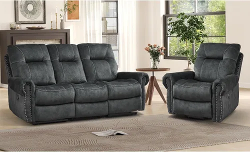 Miniatura 16 de EBELLO - Silla reclinable eléctrica con masaje y calor, sillón reclinable de tela suave para adultos, sofá reclinable individual acolchado, diseño