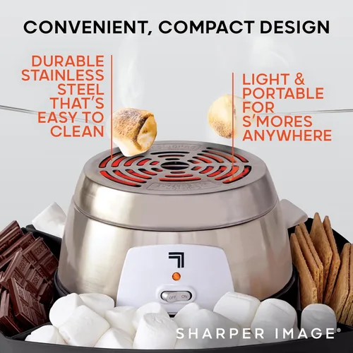 Miniatura 5 de Sharper Image Máquina eléctrica S'mores – 6 palitos para asar malvaviscos y bandeja para servir Kit de Smores de interior Actividad de fiesta