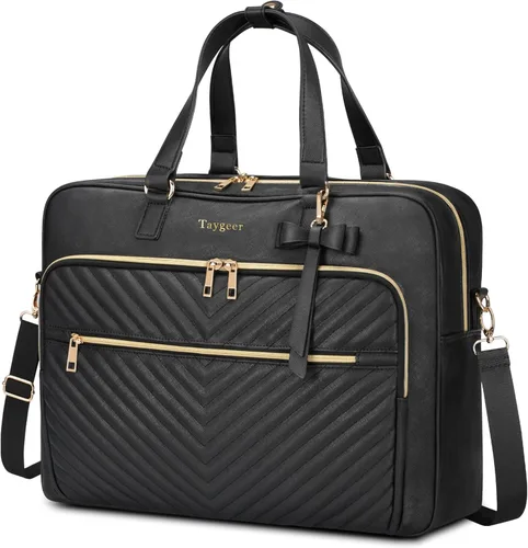 Taygeer Bolso para laptop de 17 pulgadas para mujer, maletín convertible grande acolchado con puerto USB, bolsos de mano impermeables de cuero para