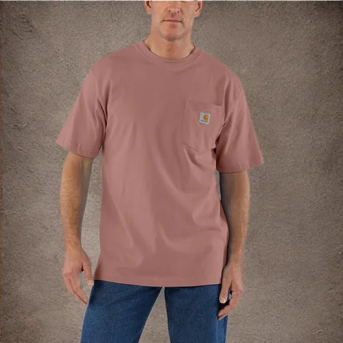 Miniatura 2 de Carhartt - Camiseta de tela de alto gramaje para hombre, camiseta de manga corta, bolsillo, ajuste holgado y cerrada