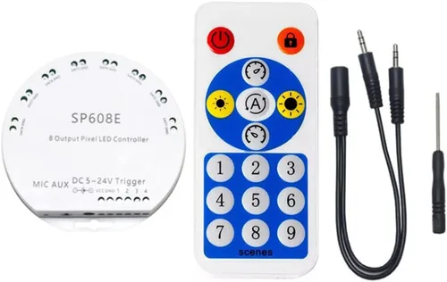 Miniatura 6 de WS2812B WS2811 1903 Micrófono incorporado Música SP601E Controlador Bluetooth con puertos de salida de señal dual para módulo LED Pixel Strip Light