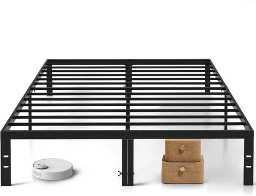 Miniatura 11 de Marco de cama de tamaño individual, marcos de cama de plataforma de metal de 14 pulgadas con soporte de listones de acero resistente, no necesita