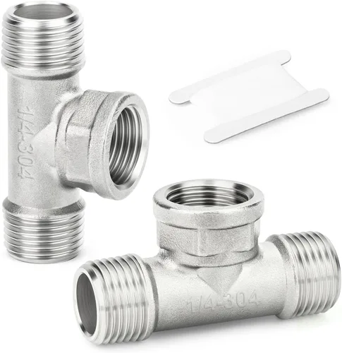 Miniatura 30 de TAISHER 2 piezas de accesorios de tubo en T de acero inoxidable 304, accesorios de tubo hembra NPT de 1-1/2" x 1-1/2" x 1-1/2