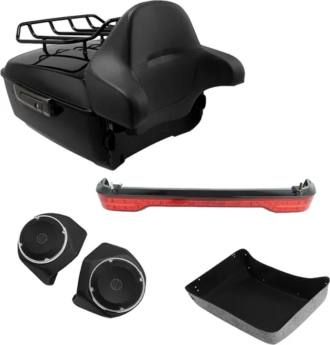 Miniatura 19 de TCMT King - Caja para maletero de motocicleta, almohadilla para respaldo, portaequipajes, altavoces, luces laterales, luz trasera para Harley