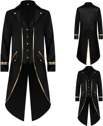 Miniatura 2 de Chamarra estilo vintage gótico para hombre, estilo steampunk, estilo medieval, renacentista, disfraz para Halloween