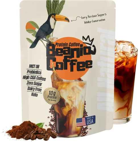 Café helado con proteínas, café instantáneo de colágeno con alto contenido de CGA para energía y concentración, sin azúcar, sin lácteos, sin