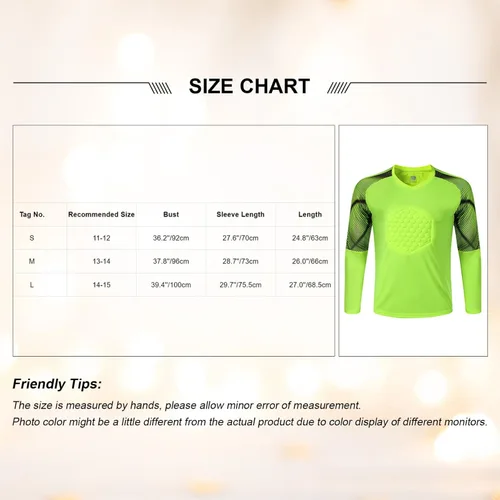 Miniatura 7 de TiaoBug Camiseta de portero de gladiador para niños, camiseta de portero acolchada para fútbol, uniformes de entrenamiento de equipo deportivo