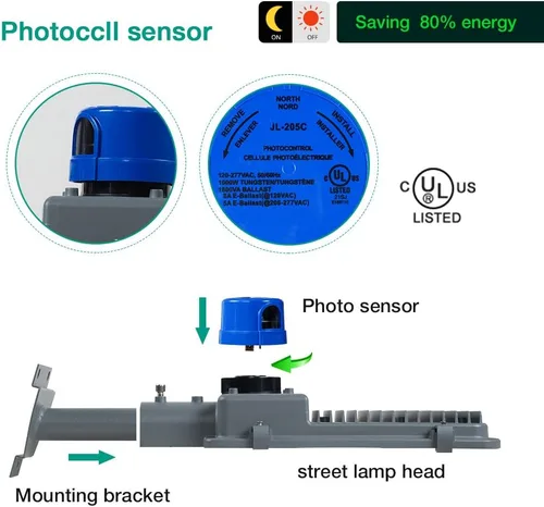 Miniatura 6 de Gebosun Luz de calle LED de 35 W para exteriores, del anochecer al amanecer con sensor de fotocélula, 5400 lm 6000 K, IP65 impermeable