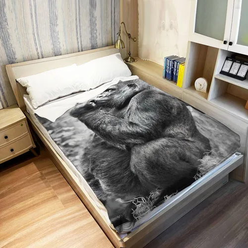 Miniatura 2 de Gorilla - Manta de forro polar de orangután con diseño de animales divertidos para sofá y cama, 60 x 80 pulgadas