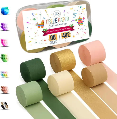 Miniatura 18 de 12 rollos de serpentinas de arcoíris únicos, paquete de 12 rollos de papel crepé arcoíris únicos de 984 pies para decoraciones de fiestas, Multicolor