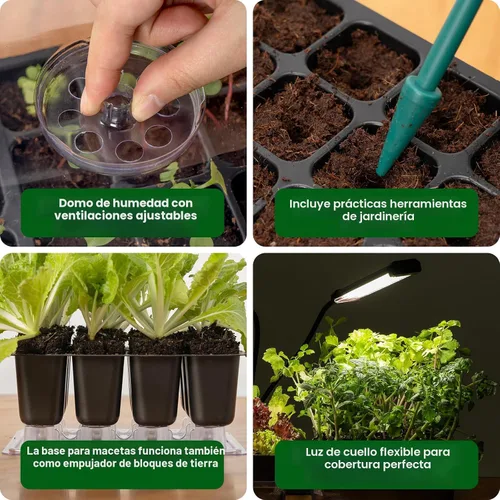 Miniatura 6 de SOLIGT - Bandejas de iniciación de semillas de riego automático de 72 celdas con luz de crecimiento, kit de inicio de semillas con cúpulas