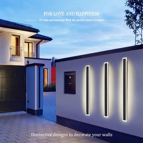 Miniatura 2 de Paquete de 2 luces LED de pared para exteriores de 47.2 pulgadas de largo, 38 W, impermeable, IP65, blanco cálido, 120 V, lámpara LED de montaje