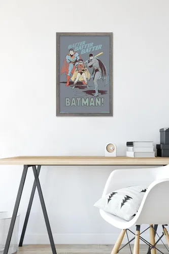 Miniatura 6 de Trends International DC Comics - Póster de Batman - Robin - Superman - Batter Wall Poster, 14.725 x 22.375 pulgadas, versión enmarcada de madera