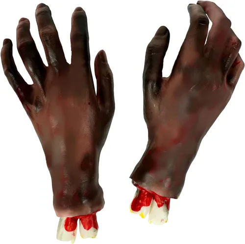 Miniatura 11 de KatchOn, Accesorio de mano sanguinolenta humana falsa – 10 pulgadas de largo Partes del cuerpo Accesorios de Halloween Manos falsas de miedo