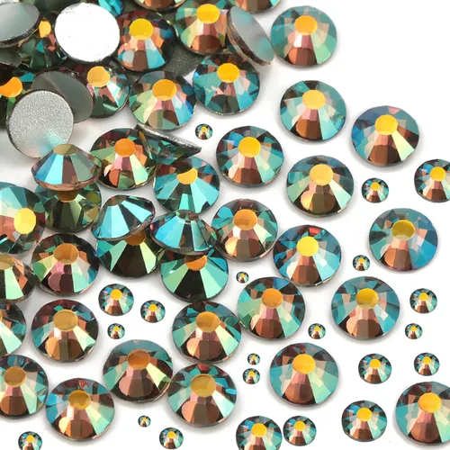 Miniatura 27 de Dowarm 2650 diamantes de imitación de cristal con parte trasera plana, 6 tamaños de 0.059 in a 0.256 in, cristales de parte trasera plana