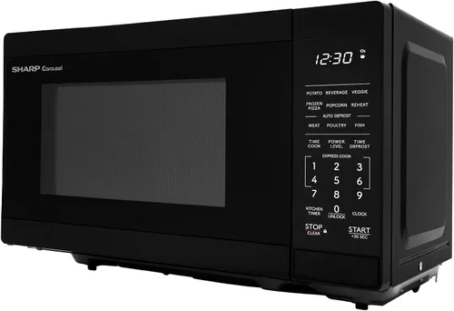 Miniatura 11 de SHARP Horno microondas compacto de encimera con plato giratorio de carrusel extraíble de 10 pulgadas, 700 vatios, 0.7 pies cúbicos, negro