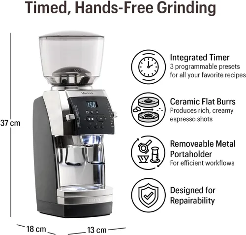 Miniatura 3 de Baratza Vario+ - Molinillo de fresas de cerámica plano (negro)
