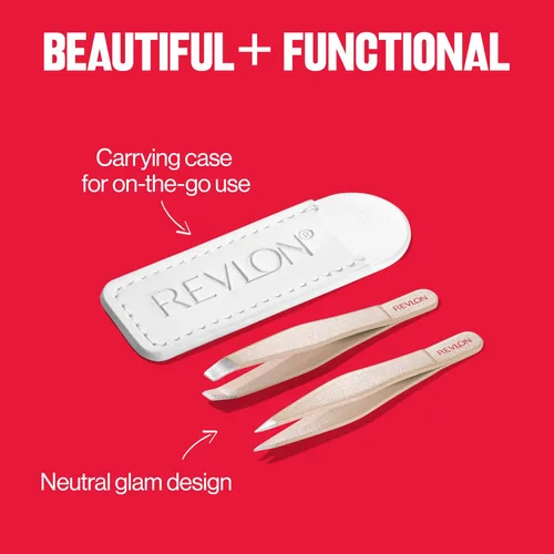 Miniatura 6 de Juego de mini pinzas Revlon Designer Series, kit de herramientas para depilación con puntas oblicuas y en punta, fabricadas en acero inoxidable