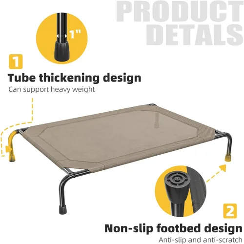 Miniatura 4 de Simple Trending - Cama elevada para perros para perros de tamaño grande, cuna elevada para mascotas al aire libre con cama de hamaca para mascotas