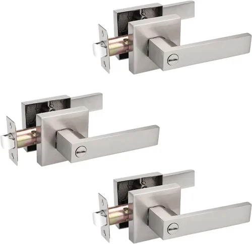 Miniatura 17 de Priobrico - Manija de puerta interior de bronce aceitado con cerradura, manijas de puerta de privacidad para dormitorio, perillas modernas de puerta