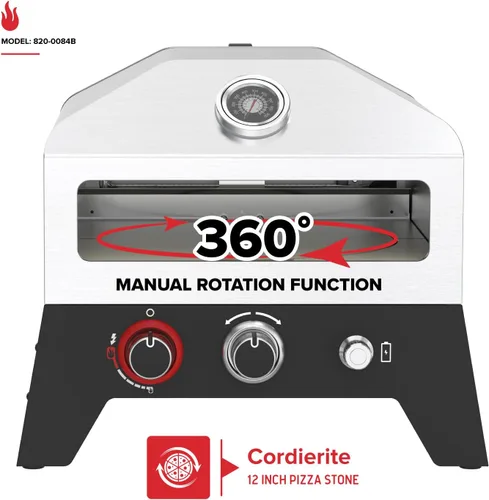 Miniatura 2 de Nexgrill Horno de pizza de gas para exteriores de 30 cm, estufa portátil de propano, parrilla para pizza, sistema de rotación fácil, cocina al aire