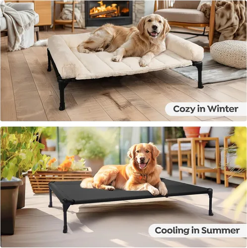 Miniatura 5 de Veehoo Cama elevada ortopédica para perros con cojín de felpa esponjosa, camas elevadas para perros grandes, sofá suave para mascotas