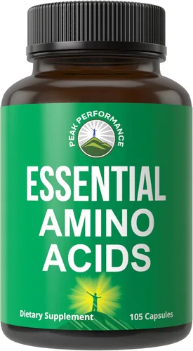 Suplemento de los 9 aminoácidos esenciales. Cápsulas con 3 veces más leucina para la recuperación muscular y crecimiento. Suplemento EAA mejor que
