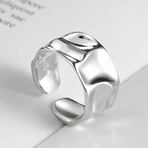 Miniatura 35 de Anillo de plata de ley 925, minimalista, ajustable, hecho a mano, para mujeres y niñas