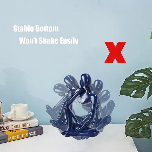 Miniatura 4 de Decoración de baño azul de 3 piezas pequeñas decoraciones para estantes, estatuas de pensador de resina, esculturas, decoración del hogar