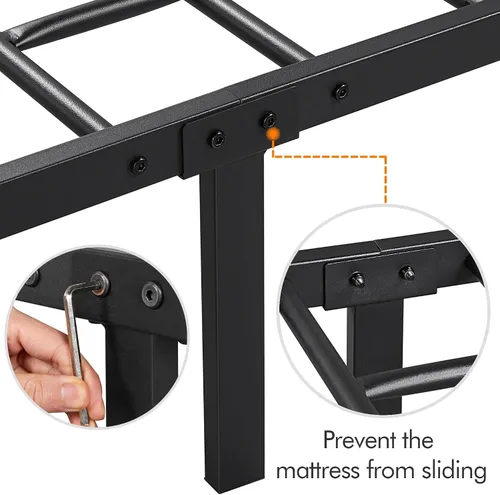 Miniatura 7 de Topeakmart Base de cama de metal negro con cabecero, base de colchón, cama de plataforma, base de cama con listones, tamaño individual XL