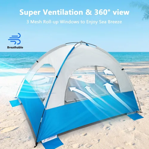 Miniatura 4 de NXONE Tienda de campaña de playa con protección UV UPF 50+, ligero y fácil de instalar, toldo de playa portátil para la familia, gran espacio