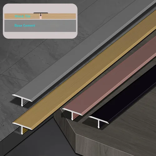 Miniatura 6 de Tira de transición de suelo de moldura en T de 47.2 pulgadas / 3.9 pies, tira de cubierta de costura de umbral para pisos de cemento laminados