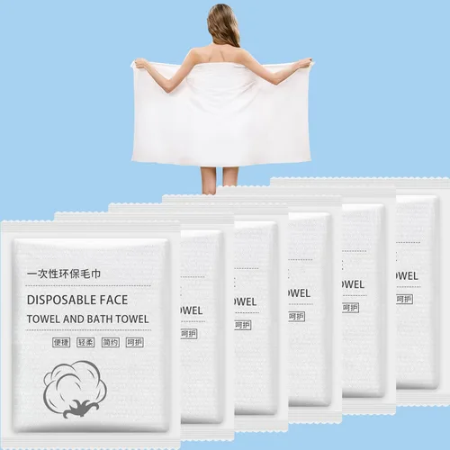 Miniatura 7 de Toallas comprimidas – Toalla de baño comprimida de 55 x 28 pulgadas, 5 toallas de baño desechables grandes para viajes, toallas de baño de algodón