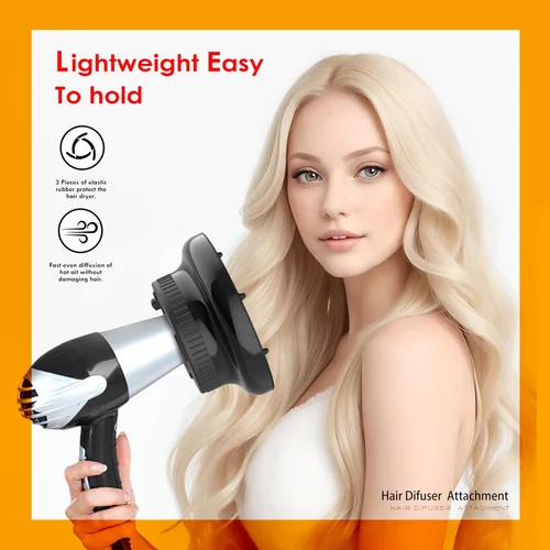 Miniatura 2 de BLOLYO - Difusor universal para secador de pelo, accesorio de boquilla ajustable de 1.5 a 2.36 pulgadas para cabello rizado y ondulado natural, Negro