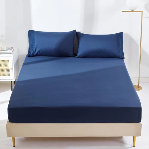 Miniatura 15 de YIYEA Sábana bajera con estampado floral y funda de almohada, sábana bajera ajustada de microfibra cepillada doble premium, bolsillo profundo de 16
