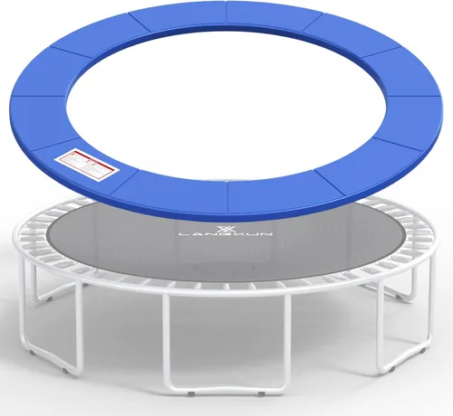 LANGXUN - Almohadilla de seguridad universal para cama elástica de 8 pies, 10 pies, 12 pies, 14 pies, 15 pies, 16 pies, cubierta de espuma de Azul