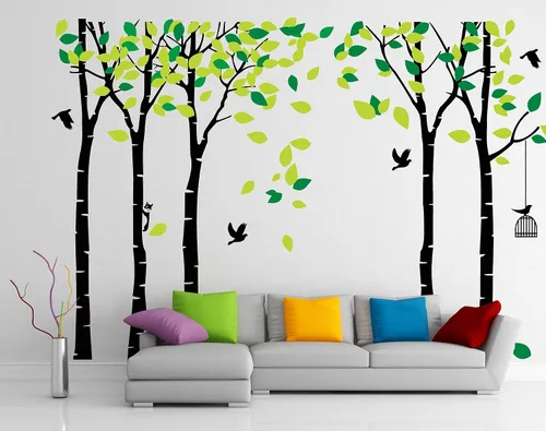 ANBER Calcomanía de pared de árbol de la selva gigante removible, arte mural para dormitorio, guardería, habitación de bebé, habitación de niños