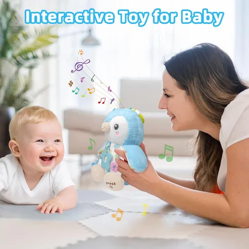 Miniatura 5 de Juguetes para bebés de 0 a 6 meses, animal de peluche musical con sonajeros y papel arrugado, anillo colgante para juego sensorial, juguetes