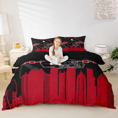 Miniatura 4 de Erosebridal Juego de funda de edredón personalizada para niños y niñas, juego de cama de jugadores de fútbol, funda de edredón de rugby con 1 funda