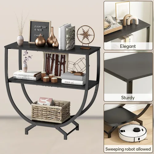 Miniatura 4 de GILLAS Mesas consola de 3 niveles, mesa de entrada de 30 pulgadas de altura, mesa de sofá detrás del sofá, mesa de entrada industrial con Negro